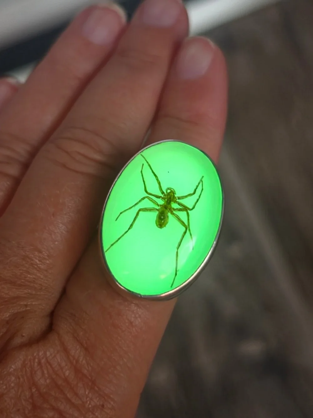 Fine Silver & Brown Recluse Spider Ring (Glows in the Dark!)